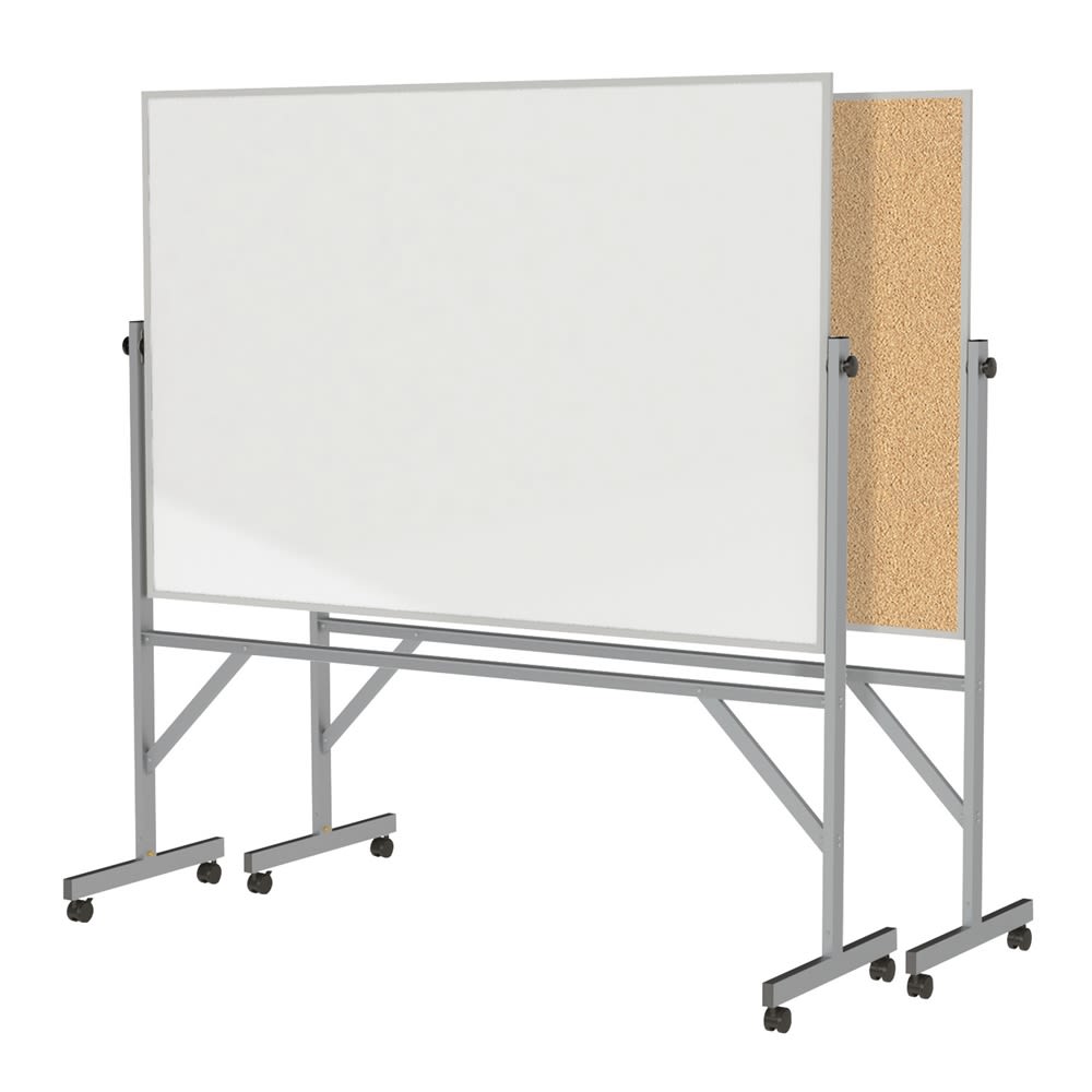 Ghent Reversible Marker and Cork Board with Aluminum Frame, 4' X 6'